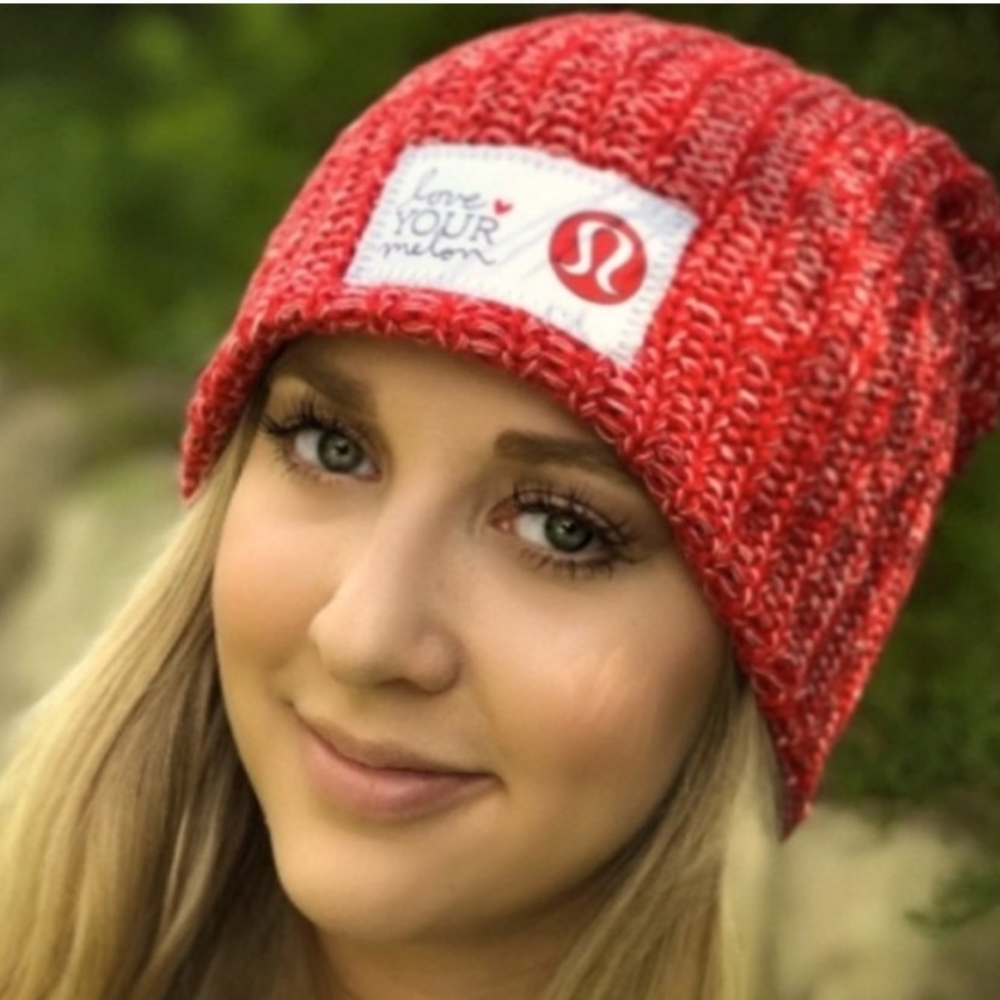Lululemon X Love Your Melon Red Cotton Knit Beanie
